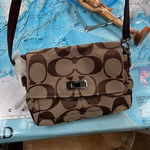 Coach Tan and Brown Crossbody Bag